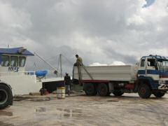 A dumptruck full of ice for packing fish