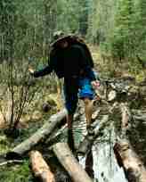 Beth portaging in Canada