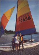 With MaryAnn Laird on the beach at South Haven, Michigan after sailing 'Northern Light' across Lake Michigan on our Hobie 16