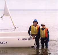 With 'Horizon' (Nacra 5.5SL) at Illinois State Beach in Zion, Illinois