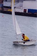Ken frostbite sailing in Waukegan Harbor, Illinois